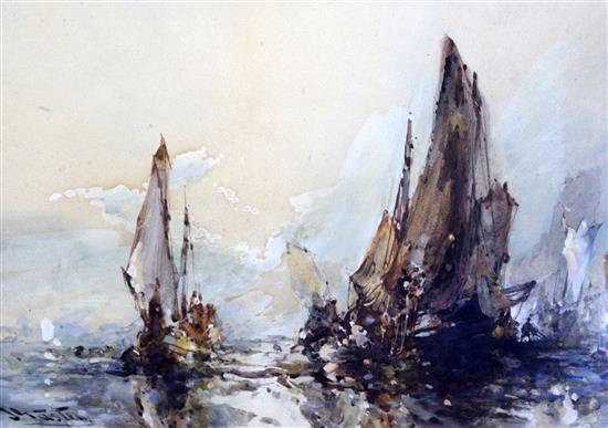 Frank Wasley (1848-1934) Barges off the coast 15 x 21in.